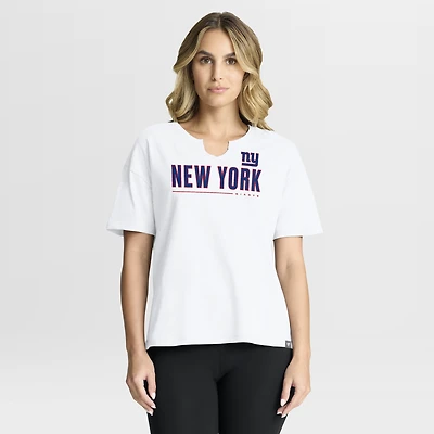 T-shirt boxy blanc fanatique des New York Giants Redzone pour femme