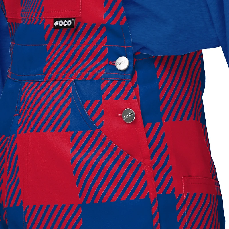 Salopette à carreaux avec grand logo FOCO Royal New York Giants pour femme