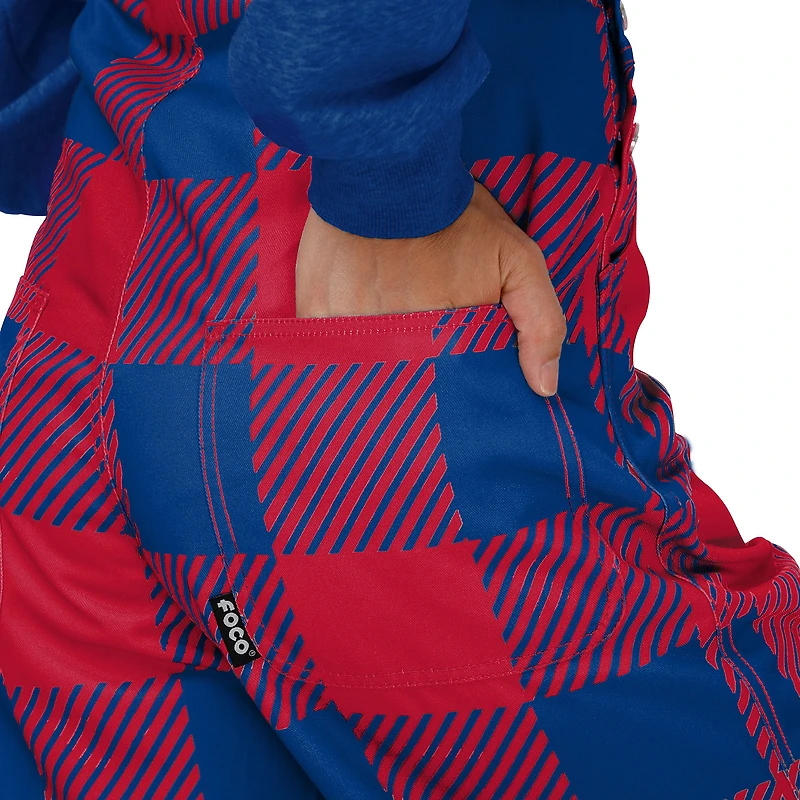 Salopette à carreaux avec grand logo FOCO Royal New York Giants pour femme