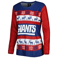 FOCO Royal New York Giants Holiday Ugly Ensemble de pyjama pour femme