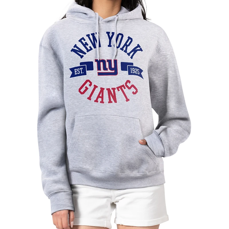 Sweat à capuche en polaire pour femme G-III 4Her par Carl Banks, gris chiné, motif City Graphic Team des New York Giants
