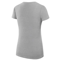 T-shirt léger à col en V et coupe ultra-ajustée G-III 4Her par Carl Banks pour femme, gris chiné, avec logo filigrane des Giants de New York