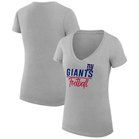 T-shirt léger à col en V et coupe ultra-ajustée G-III 4Her par Carl Banks pour femme, gris chiné, des Giants de New York