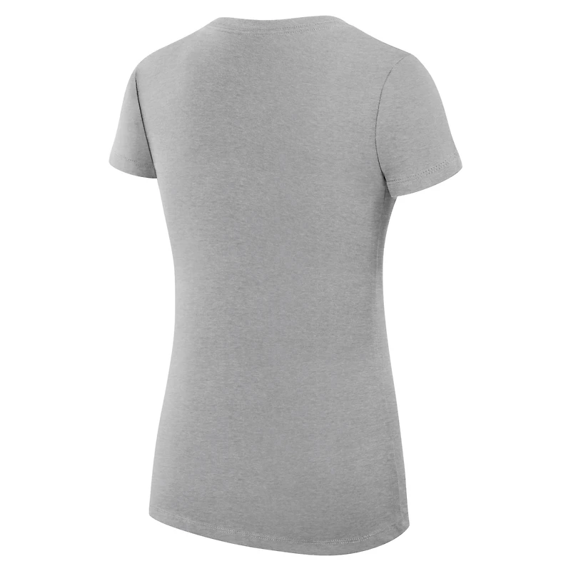 T-shirt léger à col en V et coupe ultra-ajustée G-III 4Her par Carl Banks pour femme, gris chiné, des Giants de New York