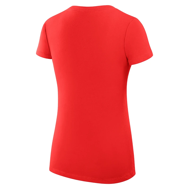 T-shirt léger à col en V et coupe ultra-ajustée G-III 4Her par Carl Banks pour femme, motif léopard cœur, des Giants de New York