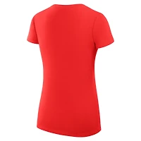 T-shirt léger à col en V et coupe ultra-ajustée G-III 4Her par Carl Banks pour femme, motif léopard cœur, des Giants de New York
