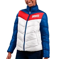 Women's G-III 4Her by Carl Banks  White/Royal New York Giants Star Quilted Full-Zip Jacket