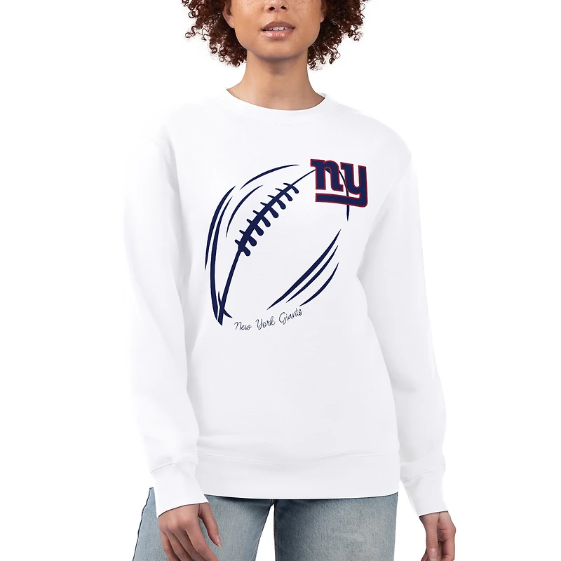 Sweat-shirt à capuche en molleton tri-blend blanc G-III 4Her by Carl Banks pour femme, avec logo des New York Giants