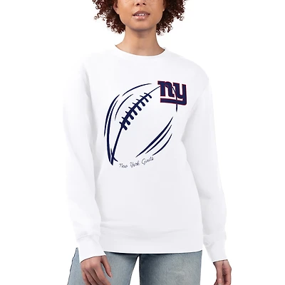 Sweat-shirt à capuche en molleton tri-blend blanc G-III 4Her by Carl Banks pour femme, avec logo des New York Giants