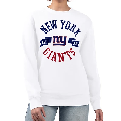 Sweat-shirt en polaire blanc à imprimé graphique G-III 4Her par Carl Banks pour femme, grand format, des New York Giants