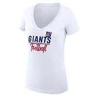 T-shirt ajusté à col en V G-III 4Her par Carl Banks pour femme, blanc, des New York Giants