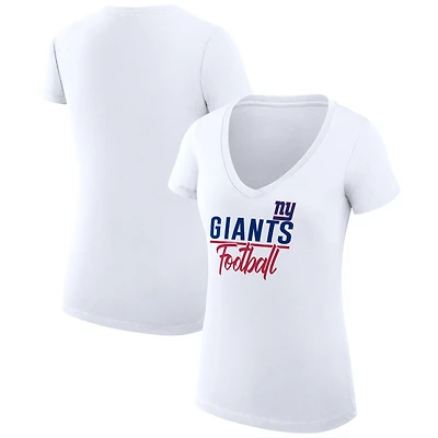 T-shirt ajusté à col en V G-III 4Her par Carl Banks pour femme, blanc, des New York Giants