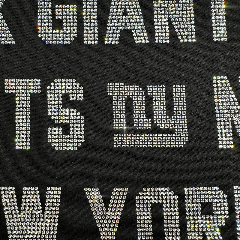 Women's Gameday Couture Black New York Giants Oversized Hype Era Rhinestone Text Sweatshirt