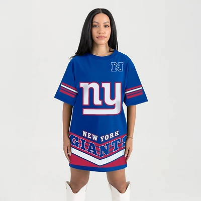 Robe t-shirt vintage pour femme, motif Royal New York Giants, Perfect Score, couture Gameday