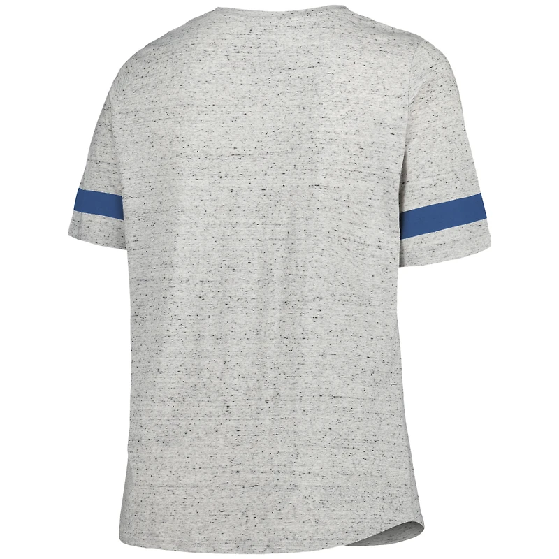 Women's Heather Gray New York Giants Plus Lace-Up V-Neck T-Shirt