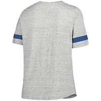 Women's Heather Gray New York Giants Plus Lace-Up V-Neck T-Shirt