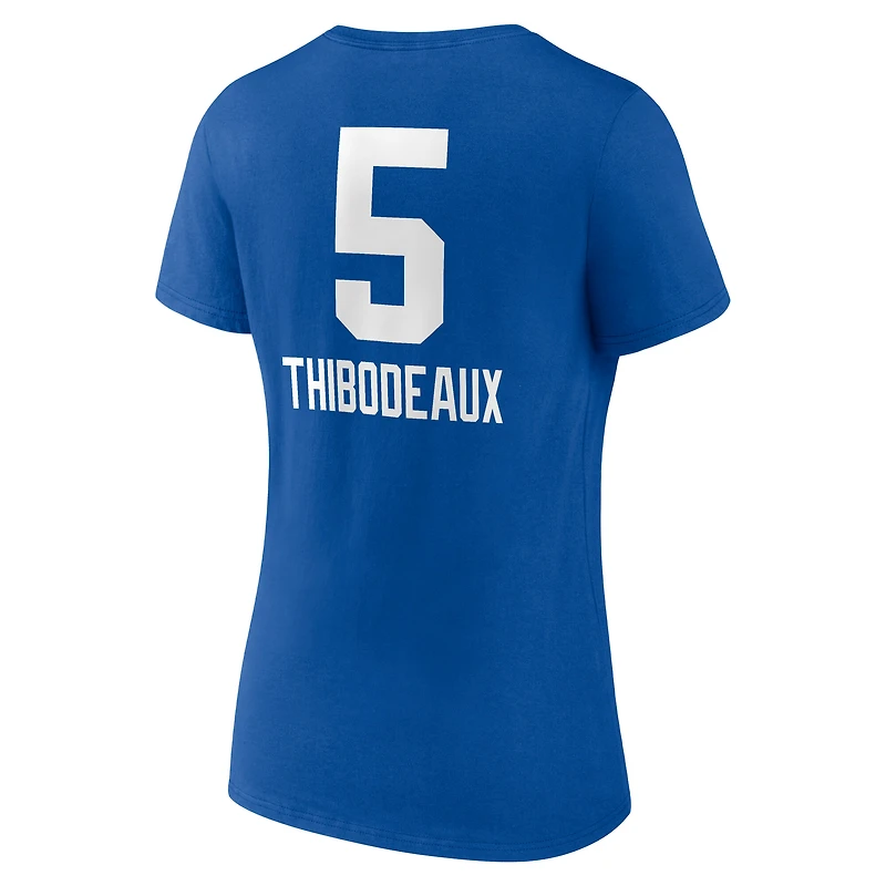Women's Kayvon Thibodeaux Royal New York Giants Team Wordmark V-Neck T-Shirt