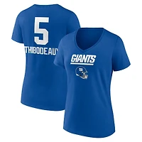 Women's Kayvon Thibodeaux Royal New York Giants Team Wordmark V-Neck T-Shirt