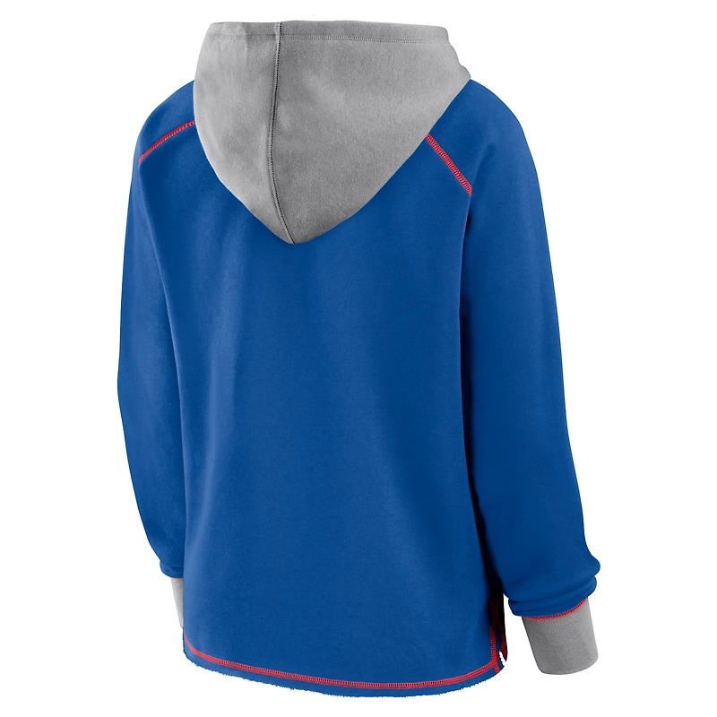 Sweat à capuche col en V et logo Athletic Royal New York Giants Boom Fleece pour femme