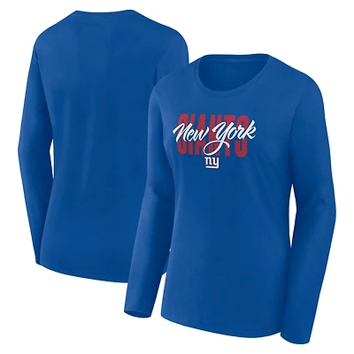 T-shirt à manches longues Athletic Royal pour femme, logo des New York Giants