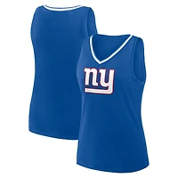 Débardeur à col en V avec logo Athletic Royal New York Giants Stellar Win pour femme