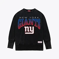 Women's Mitchell & Ness  Black New York Giants Delineate Mineral Wash Crewneck Sweatshirt