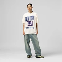 T-shirt boyfriend Mitchell & Ness crème pour femme, logo des New York Giants