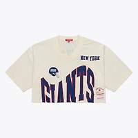 Women's Mitchell & Ness Lawrence Taylor Cream New York Giants Retired Player Cropped Fashion Jersey