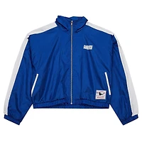 Women's Mitchell & Ness Royal New York Giants Nylon Cropped Full-Zip Jacket
