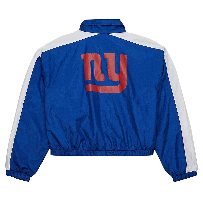 Veste courte zippée en nylon pour femme Mitchell & Ness Royal New York Giants