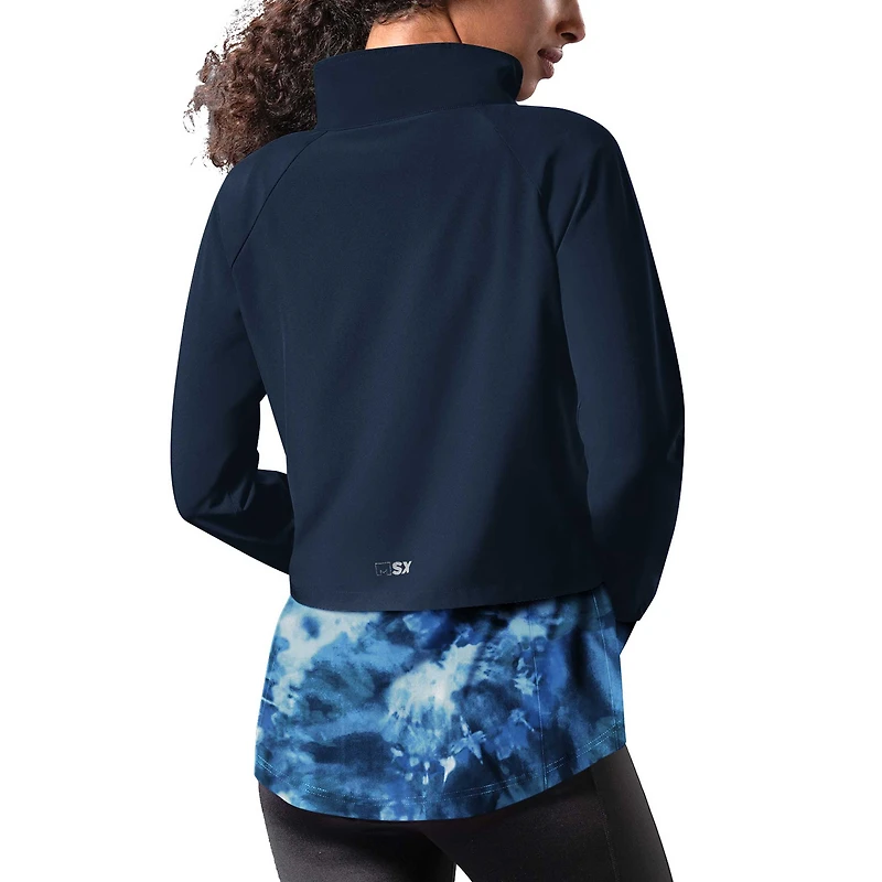 Women's MSX by Michael Strahan Navy New York Giants Grace Raglan Full-Zip Running Jacket