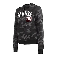 Sweat à capuche zippé noir et camouflage New York Giants Era pour femme