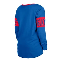 T-shirt à manches longues et col cranté New York Giants pour femme Era bleu