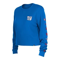 Women's New Era  Royal York Giants Sport Night Thermal Long Sleeve Cropped T-Shirt