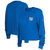 Women's New Era  Royal York Giants Sport Night Thermal Long Sleeve Cropped T-Shirt