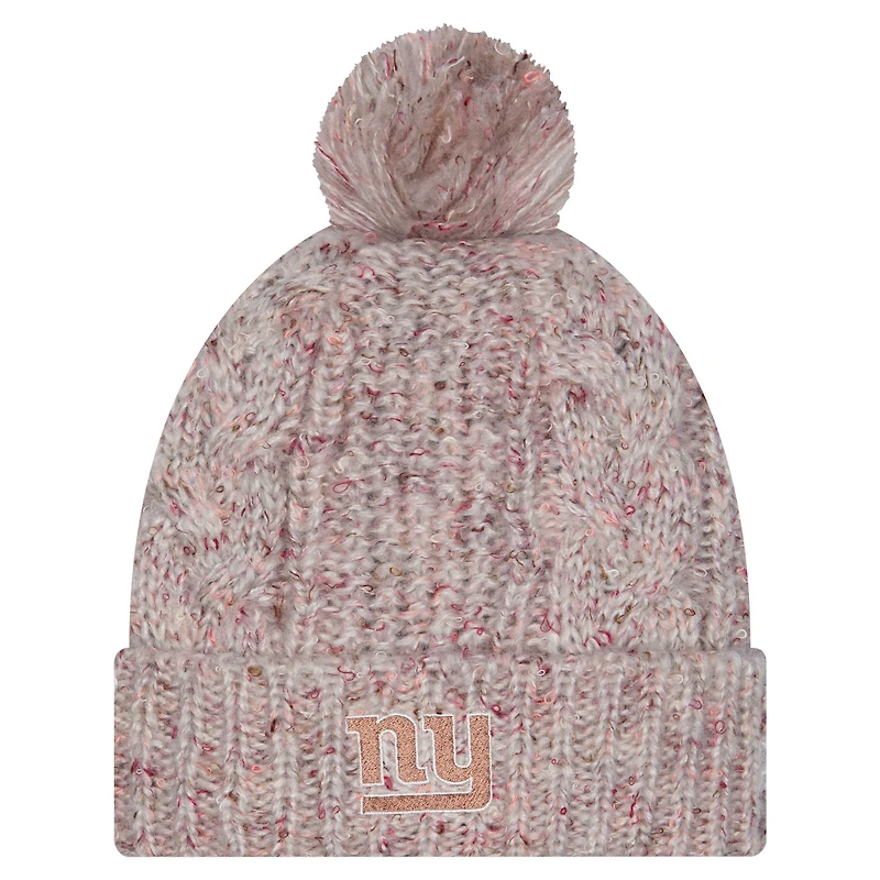 Bonnet en tricot à revers tendance avec pompon pour femme New Era Stone New York Giants