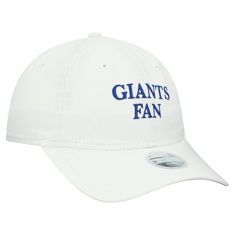 Casquette ajustable New Era blanche New York Giants Team Fan 9TWENTY pour femme