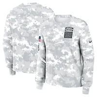 T-shirt à manches longues Nike Arctic Camo New York Giants 2024 Salute To Service Dri-FIT pour femme