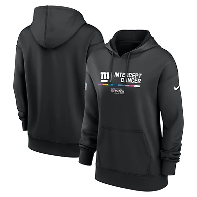Chandail à capuchon Therma Performance pour femme Nike New York Giants 2022 Crucial Catch - Noir