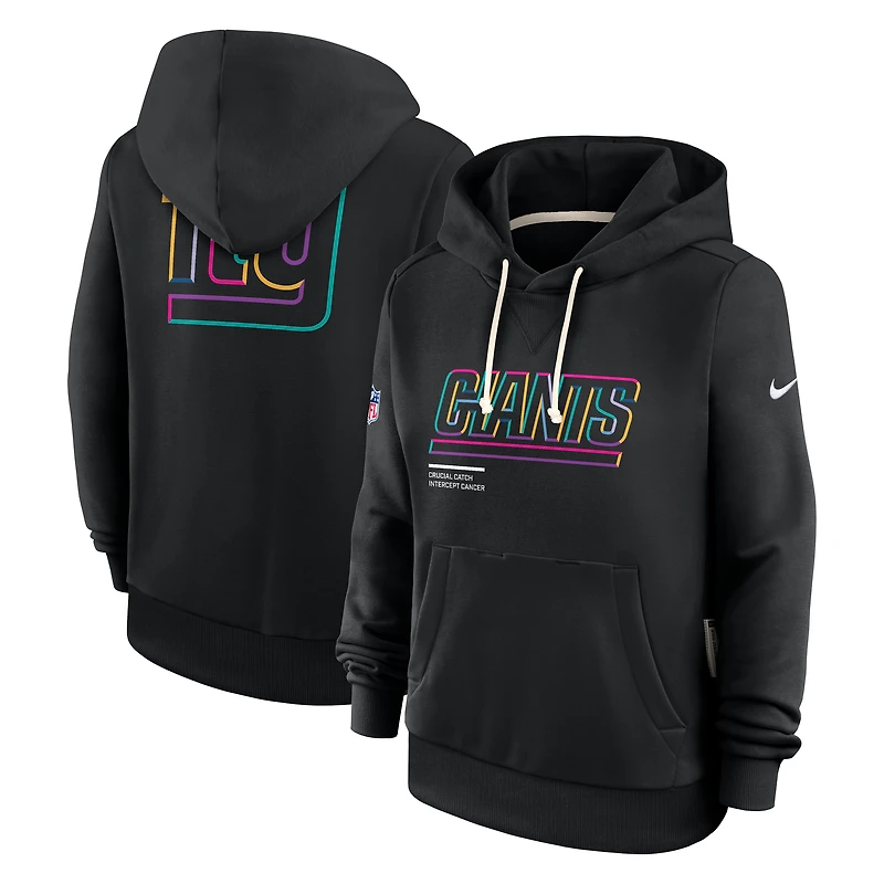 Sweat à capuche Nike noir Dri-FIT NFL Crucial Catch Sideline pour femme, édition spéciale New York Giants 2025