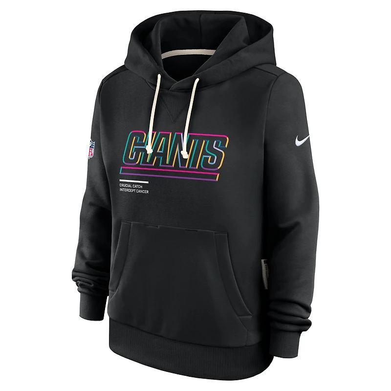 Sweat à capuche Nike noir Dri-FIT NFL Crucial Catch Sideline pour femme, édition spéciale New York Giants 2025