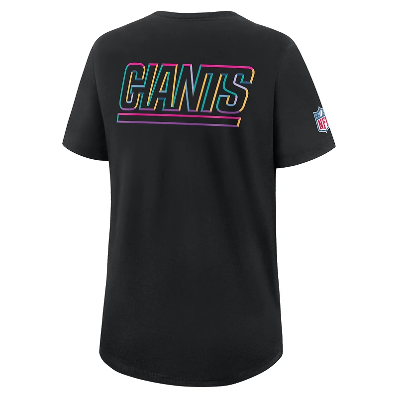 Women's Nike Black New York Giants 2025 NFL Crucial Catch Tri-Blend Dri-FIT T-Shirt