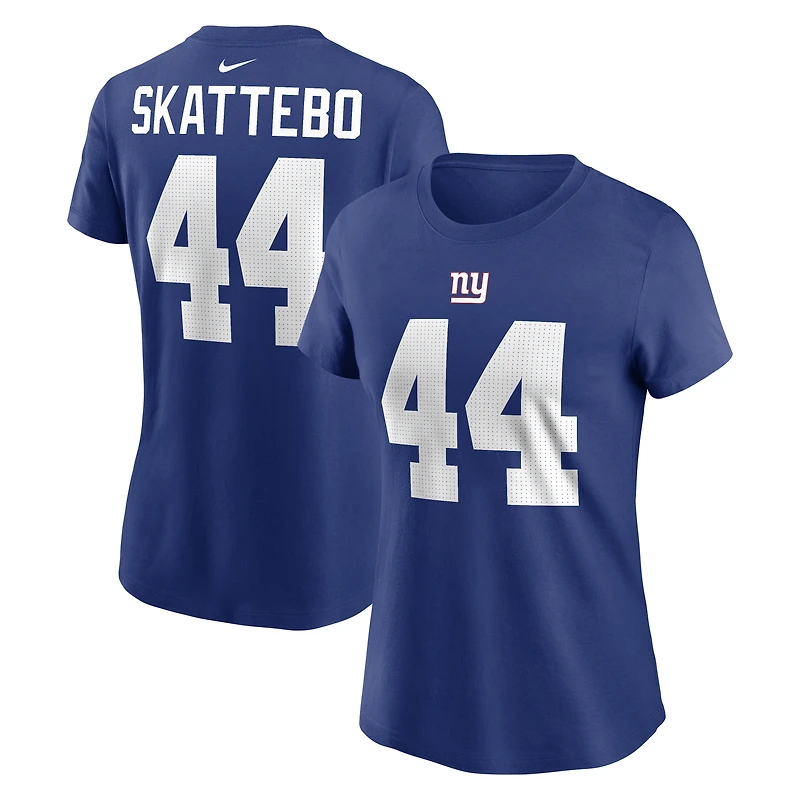 Women's Nike Cam Skattebo Royal New York Giants Name & Number T-Shirt