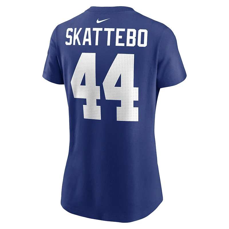Women's Nike Cam Skattebo Royal New York Giants Name & Number T-Shirt
