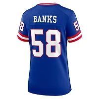 Maillot de match classique joueur retraité Nike Carl Banks Royal New York Giants pour femme
