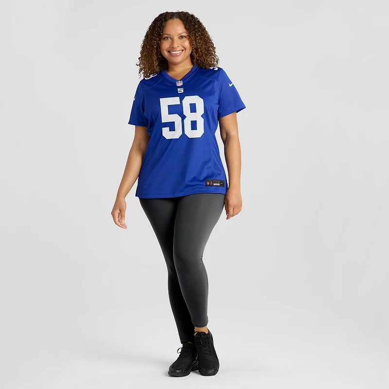 Maillot de match Nike Casey Kreiter Royal New York Giants pour femme