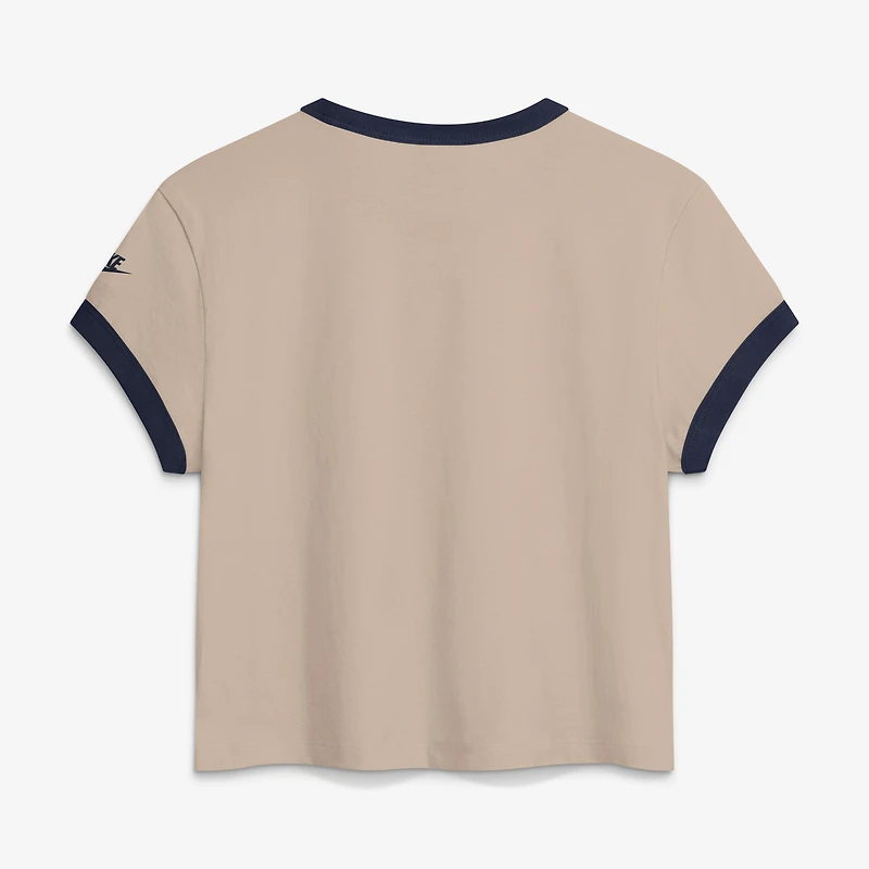T-shirt court Nike crème New York Giants Rewind Ringer Mod pour femme