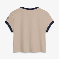 T-shirt court Nike crème New York Giants Rewind Ringer Mod pour femme