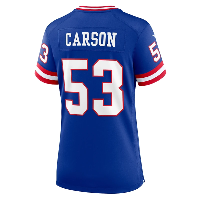 Maillot de match classique joueur retraité Nike Harry Carson Royal New York Giants pour femme