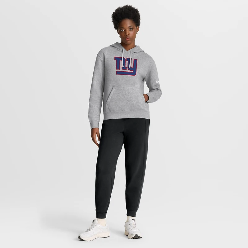 Women's Nike Heather Gray New York Giants Club Fleece Pullover Hoodie